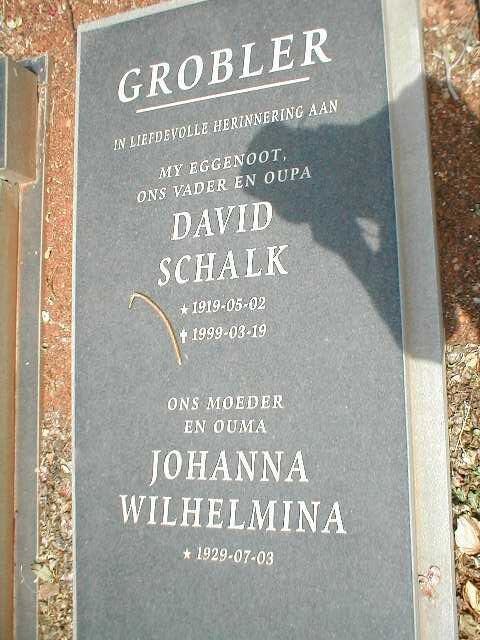 GROBLER David Schalk 1919-1999 &amp; Johanna Wilhelmina 1929-