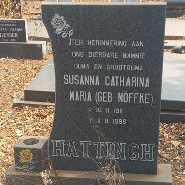 HATTINGH Susanna Catharina Maria nee NÖFFKE 1911-1996