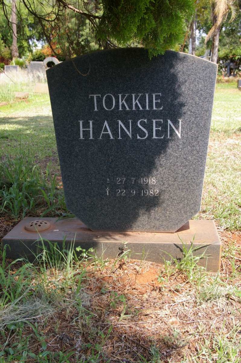 HANSEN Tokkie 1918-1982