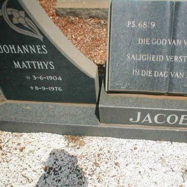 JACOBS Johannes Matthys 1904-1976 &amp; Susanna Elizabeth BOTHA 1910-1993