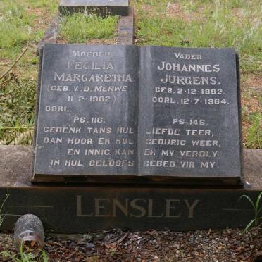 LENSLEY Johannes Jurgens 1892-1964 &amp; Cecilia Margaretha VAN DER MERWE 1902-