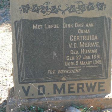MERWE Gertruida, v.d. nee HUMAN 1891-1949