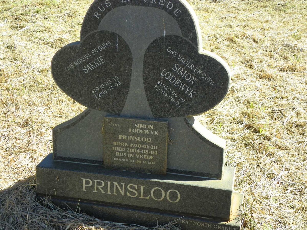 PRINSLOO Simon Lodewyk 1920-2004 &amp; Sakkie 1930-2015