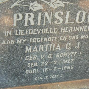 PRINSLOO Martha C.J. nee V.D. SCHYFF 1927-1955