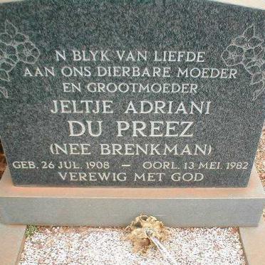 PREEZ Jeltje Adriani, du nee BRENKMAN 1908-1965