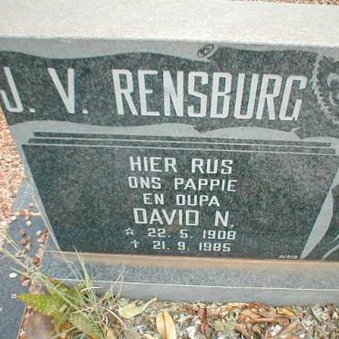 RENSBURG David N., J.v. 1908-1985
