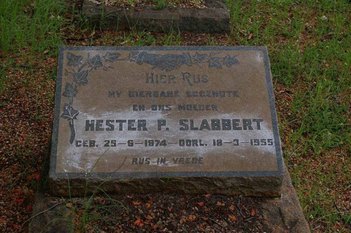 SLABBERT Petrus J.F. 1878-1956 &amp; Hester P. 1874-1955