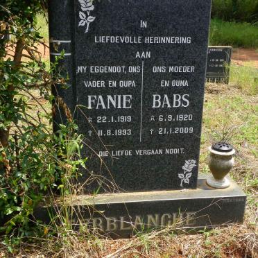 TERBLANCHE Fanie 1919-1993 &amp; Babs 1920-2009