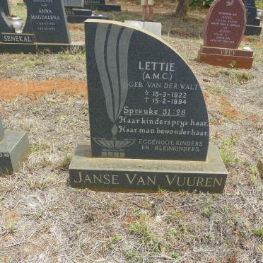 VUUREN A.M.C., Janse van nee VAN DER WALT 1922-1994