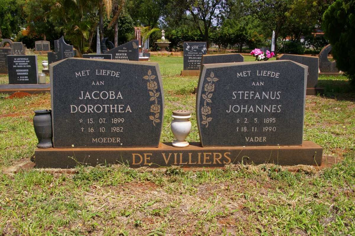 VILLIERS Stefanus Johannes, de 1895-1990 &amp; Jacoba Dorothea 1899-1982
