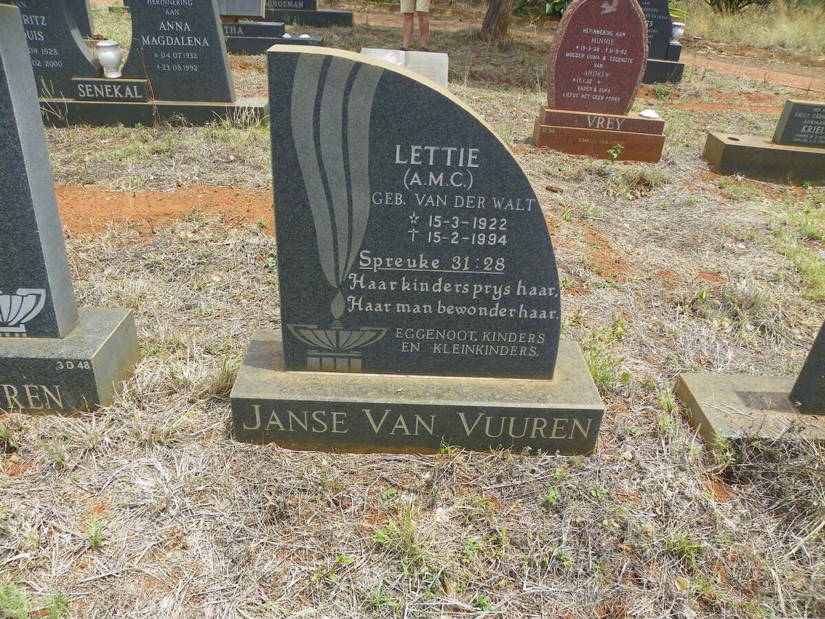 VUUREN A.M.C., Janse van nee VAN DER WALT 1922-1994