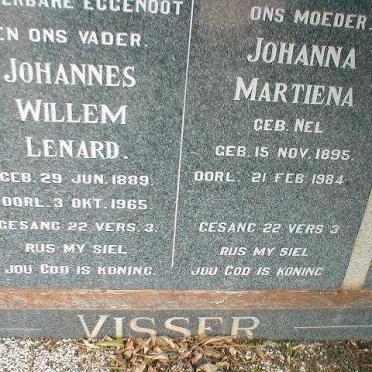 VISSER Johannes Willem Lenard 1889-1965 &amp; Johanna Martiena NEL 1895-1984
