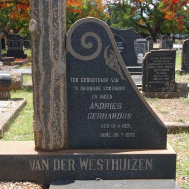 WESTHUIZEN Andries Gerhardus, van der 1931-1972