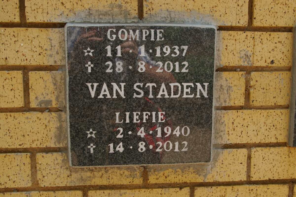 STADEN Gompie, van 1937-2012 &amp; Liefie 1940-2012