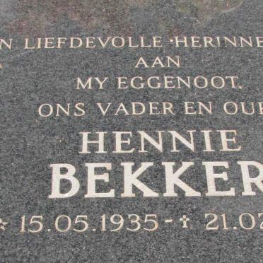 BEKKER Hennie 1935-1989