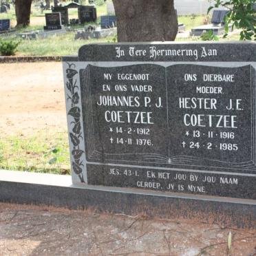 COETZEE Johannes P.J. 1912-1976 &amp; Hester J.E. 1916-1985