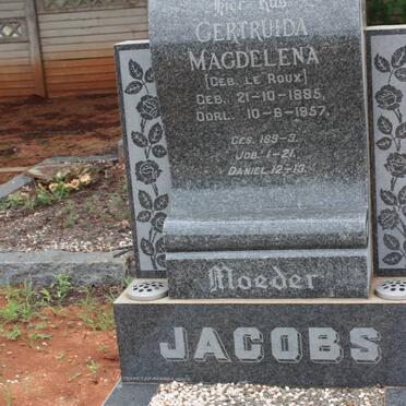 JACOBS Gertruida Magdelena nee LE ROUX 1885-1957