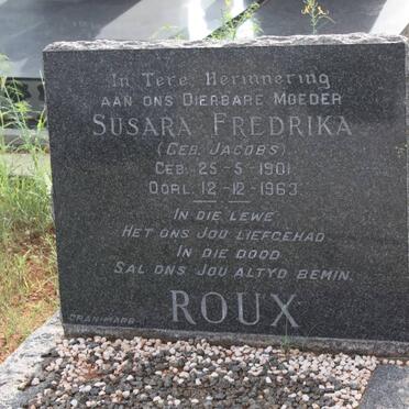 ROUX Susara Fredrika nee JACOBS 1901-1963