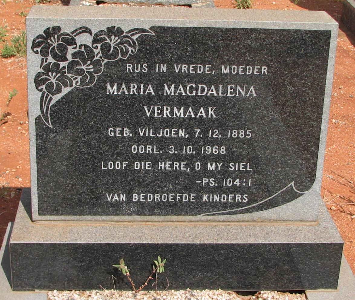VERMAAK Maria Magdalena nee VILJOEN 1885-1968