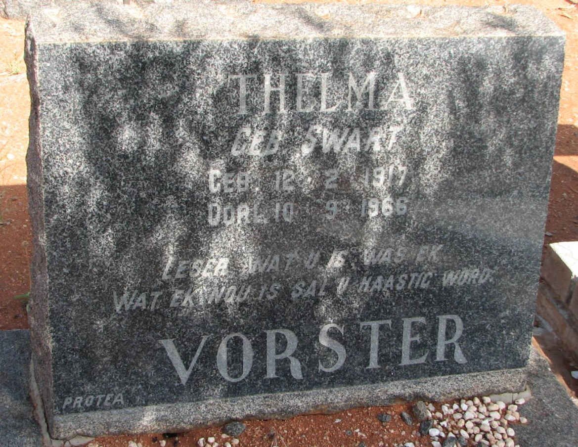 VORSTER Thelma nee SWART 1917-1966