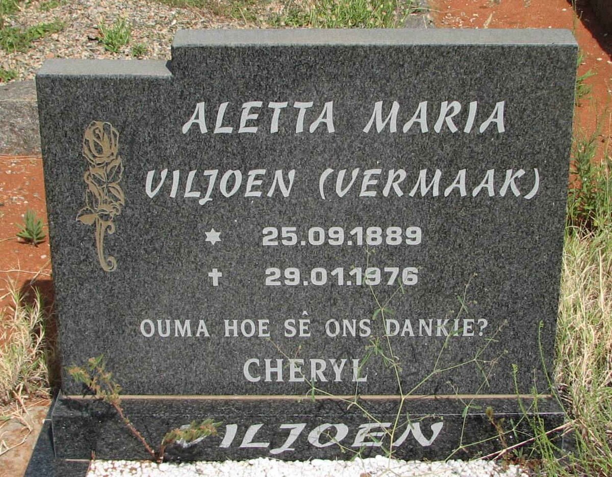 VILJOEN Aletta Maria nee VERMAAK 1889-1976