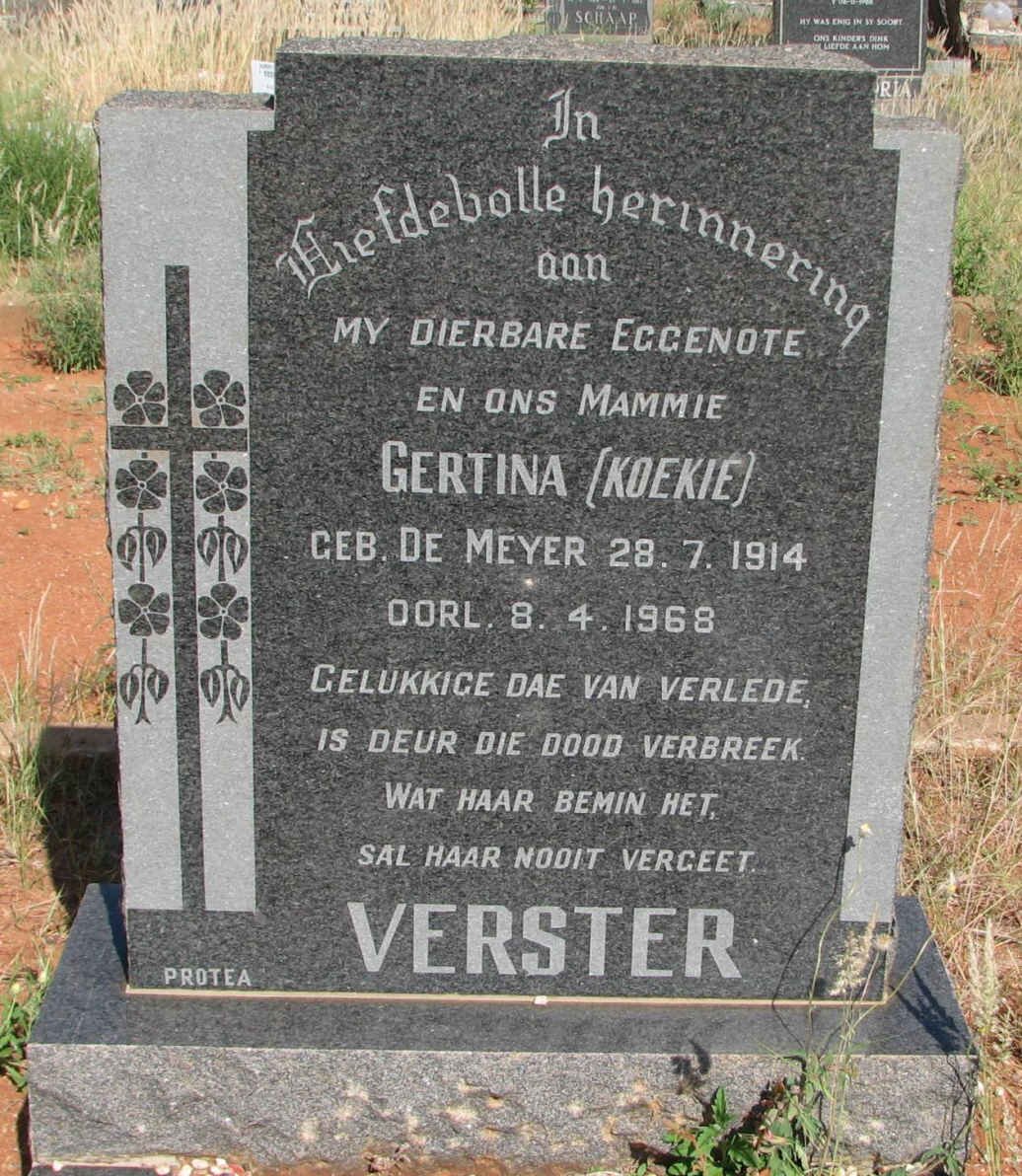 VERSTER Gertina nee DE MEYER 1914-1968