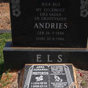 ELS Andries 1896-1986 :: PRETORIUS Anna Johanna 1934-2008 :: PRETORIUS Karel Johannes 1932-2012