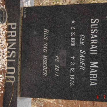 PRINSLOO Susarah Maria nee SAUER 1891-1973