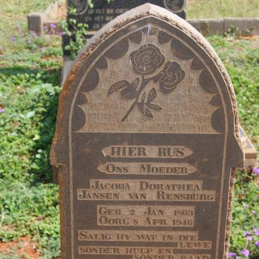 RENSBURG Jacoba Dorathea, Jansen van 1863-1946