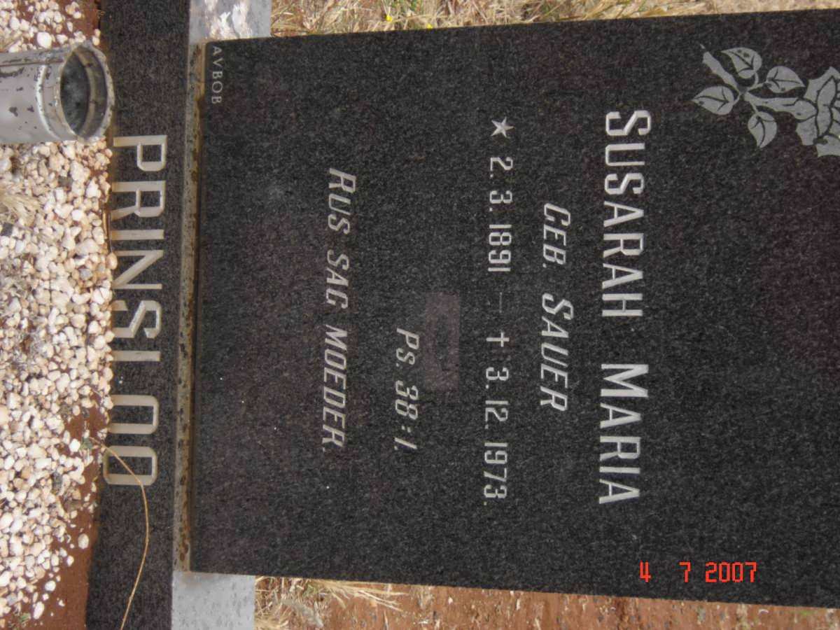 PRINSLOO Susarah Maria nee SAUER 1891-1973