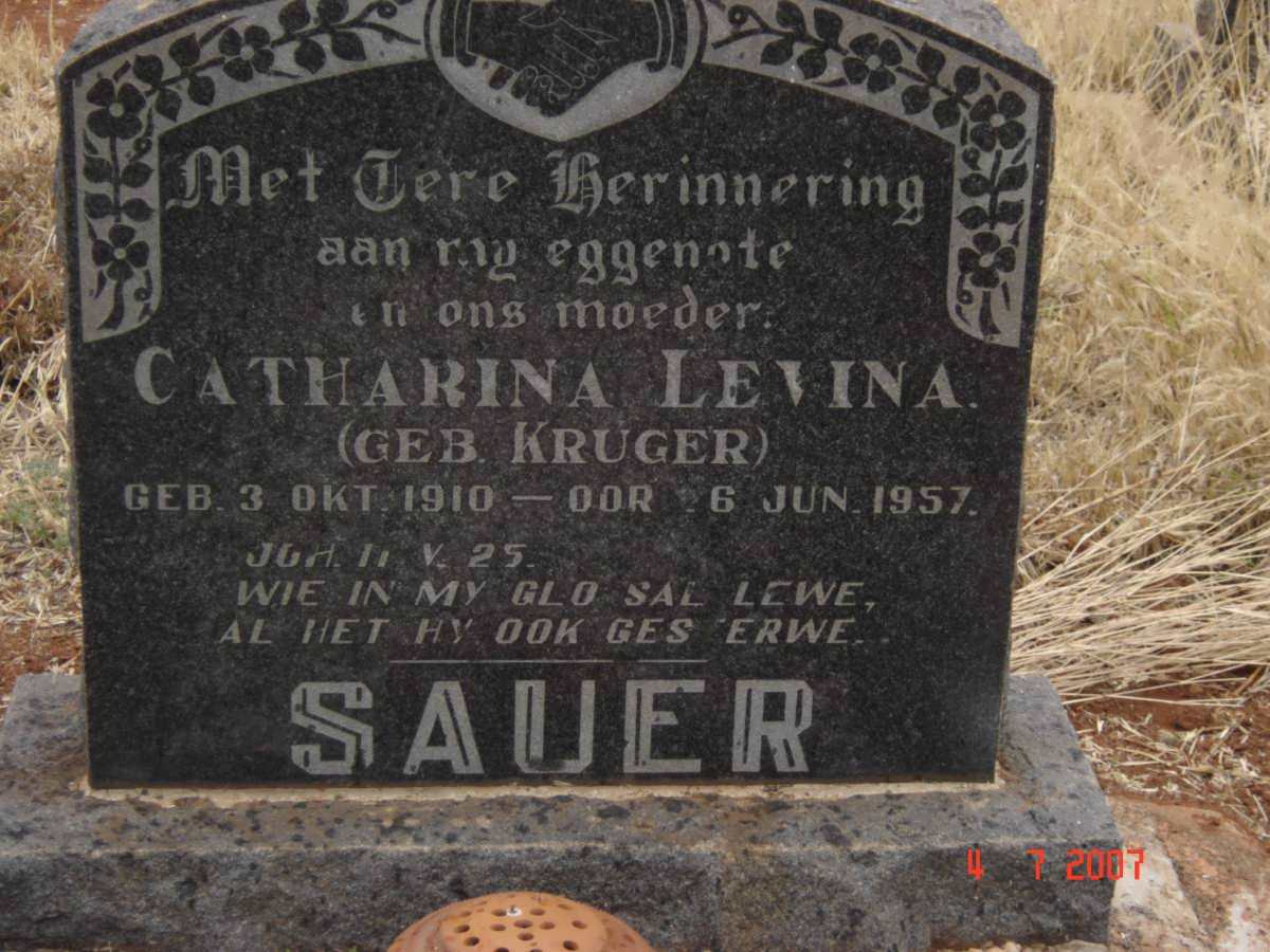 SAUER Catharina Levina nee KRUGER 1910-1957