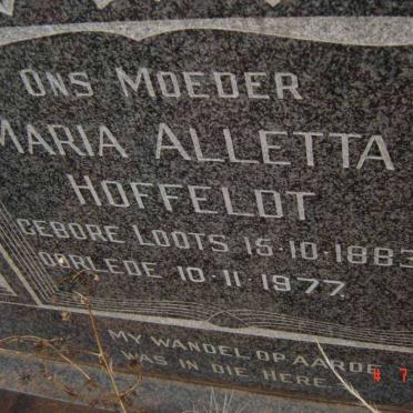 HOFFELDT Maria Alletta nee LOOTS 1883-1977