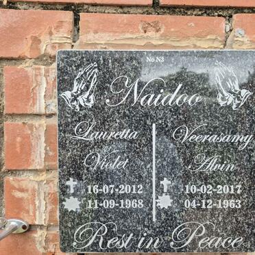 NAIDOO Veerasamy Alvin 1917-1963 & Lauretta Violet 1912-1968