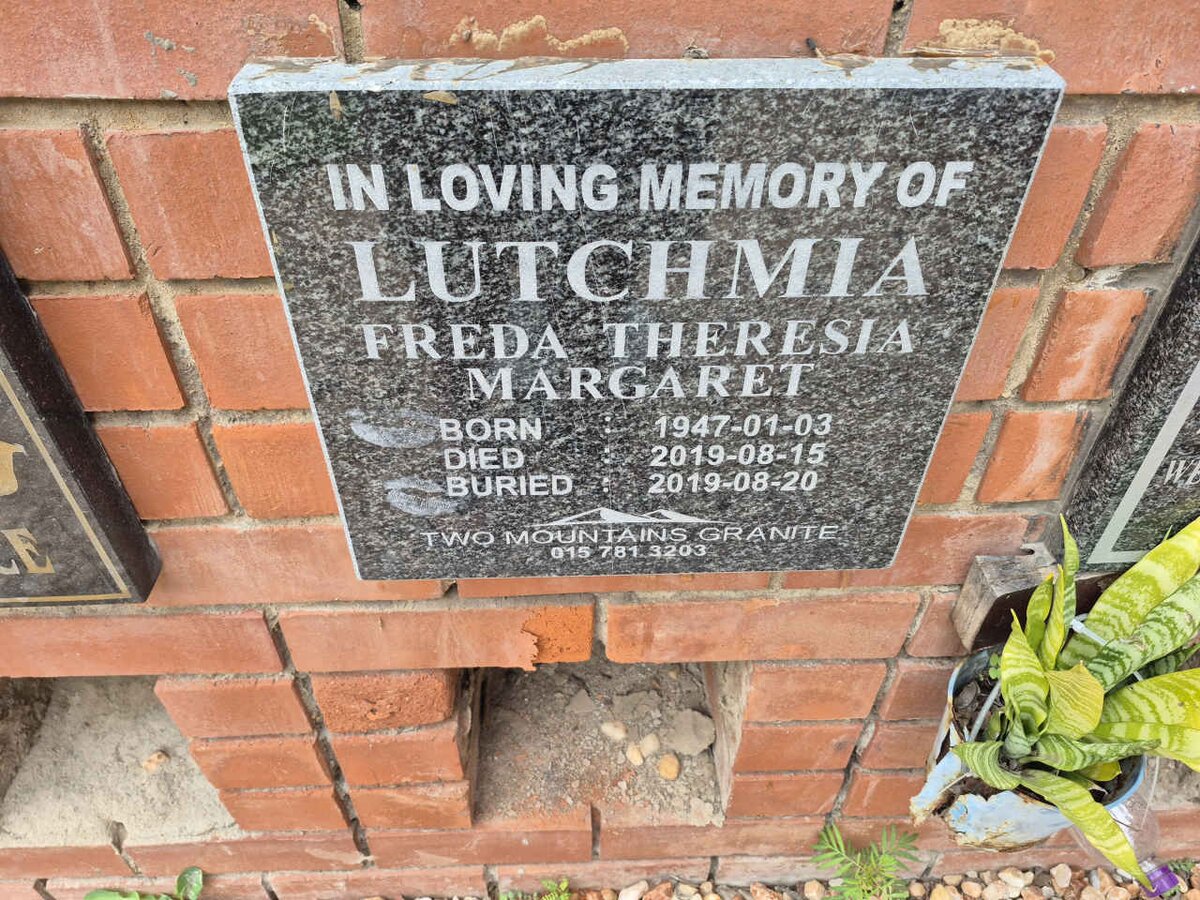 LUTCHMIA Freda Theresia Margaret 1947-2019