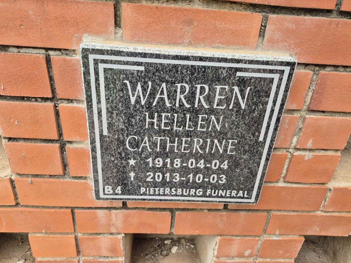 WARREN Hellen Catherine 1918-2013