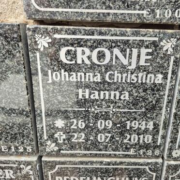 CRONJE Johanna Christina 1944-2010 