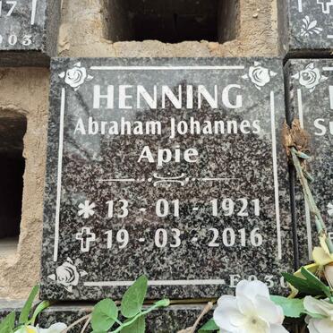 HENNING Abraham Johannes 1921-2016 
