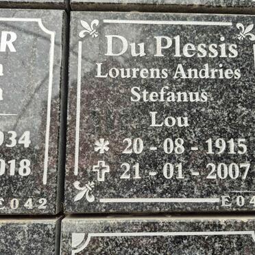 PLESSIS Lourens Andries Stefanus, du 1915-2007 