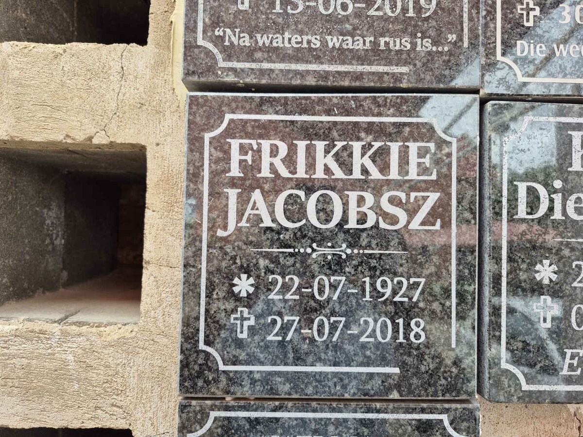 JACOBSZ Frikkie 1927-2018