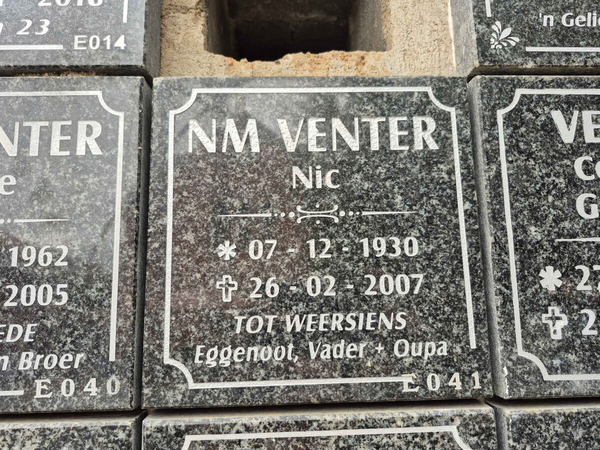 VENTER N.M. 1930-2007 
