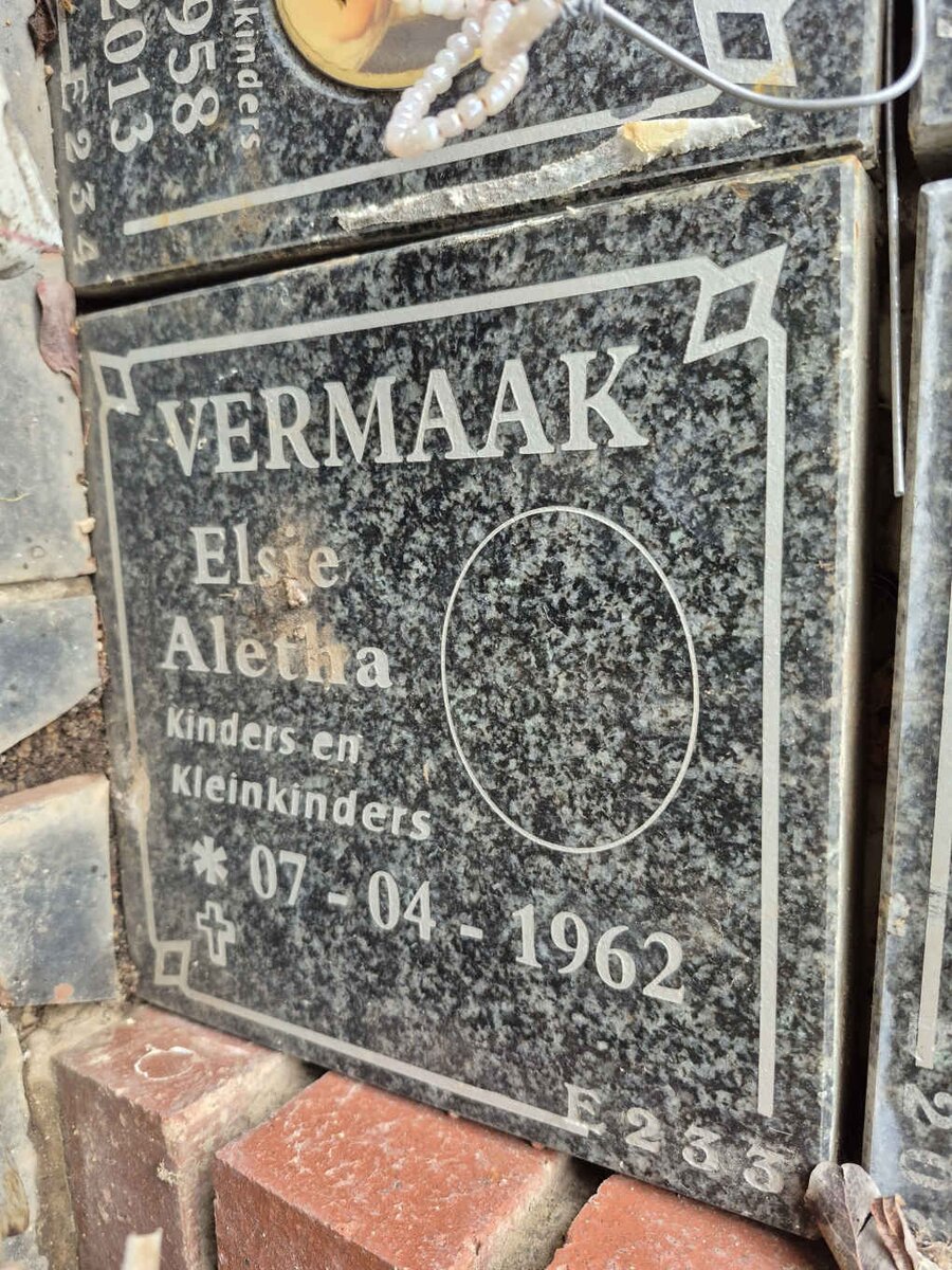 VERMAAK Elsie Aletha 1962-