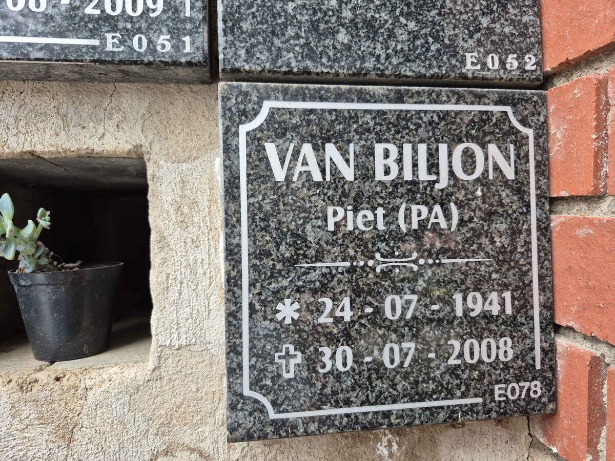BILJON Piet, van 1941-2008