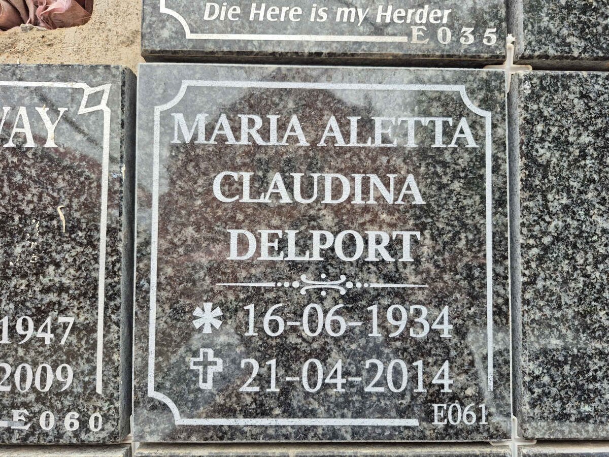 DELPORT Maria Aletta Claudina 1934-2014