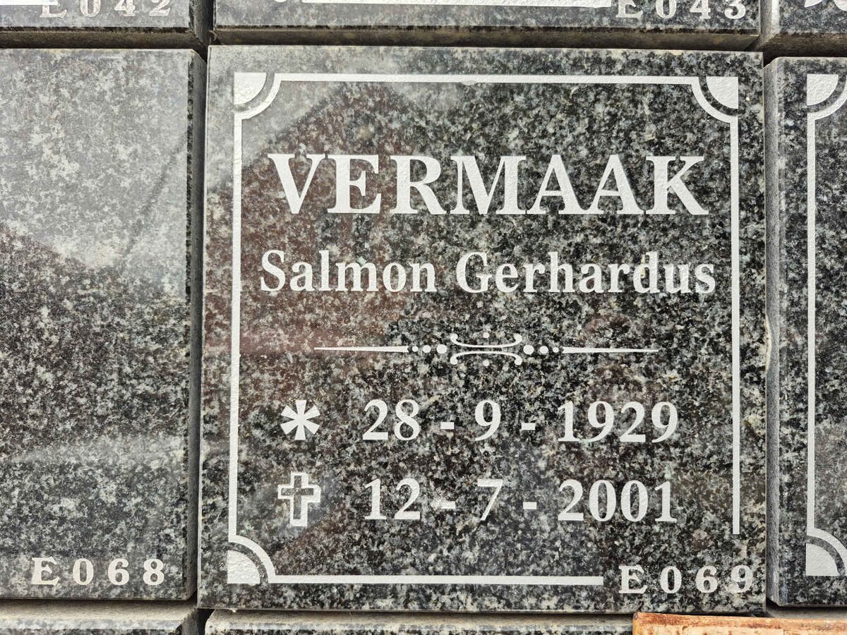 VERMAAK Salmon Gerhardus 1929-2001