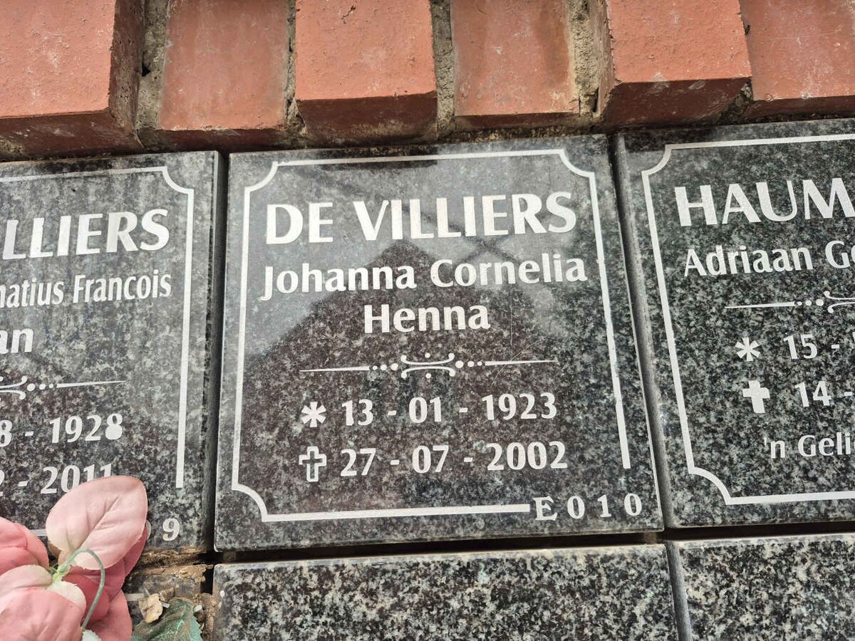 VILLIERS Johanna Cornelia Henna, de 1923-2002