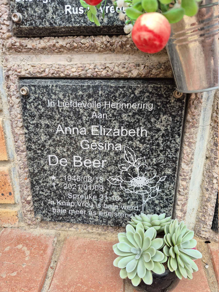 BEER Anna Elizabeth Gesina, de 1946-2021