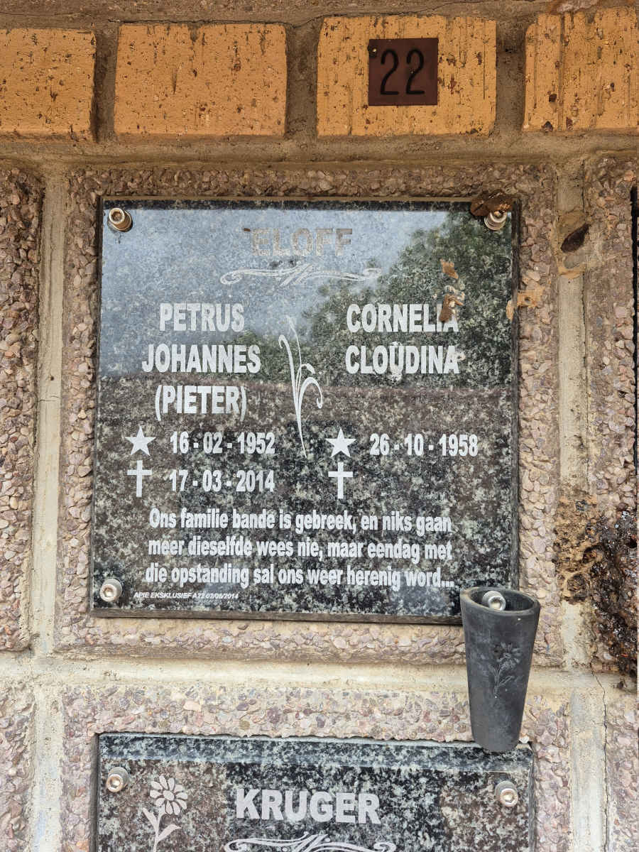 ELOFF Petrus Johannes 1952-2014 & Cornelia Cloudina 1958-