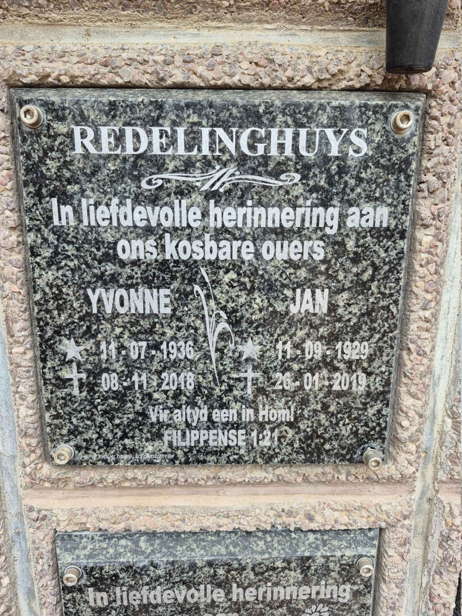 REDELINGHUYS Jan 1929-2019 & Yvonne 1936-2018