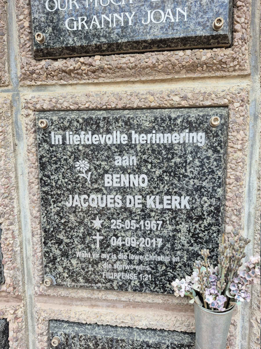 KLERK Benno Jacques, de 1967-2017