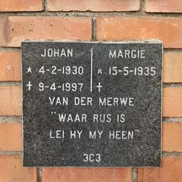 MERWE Johan, van der 1930-1997 & Margie 1935-